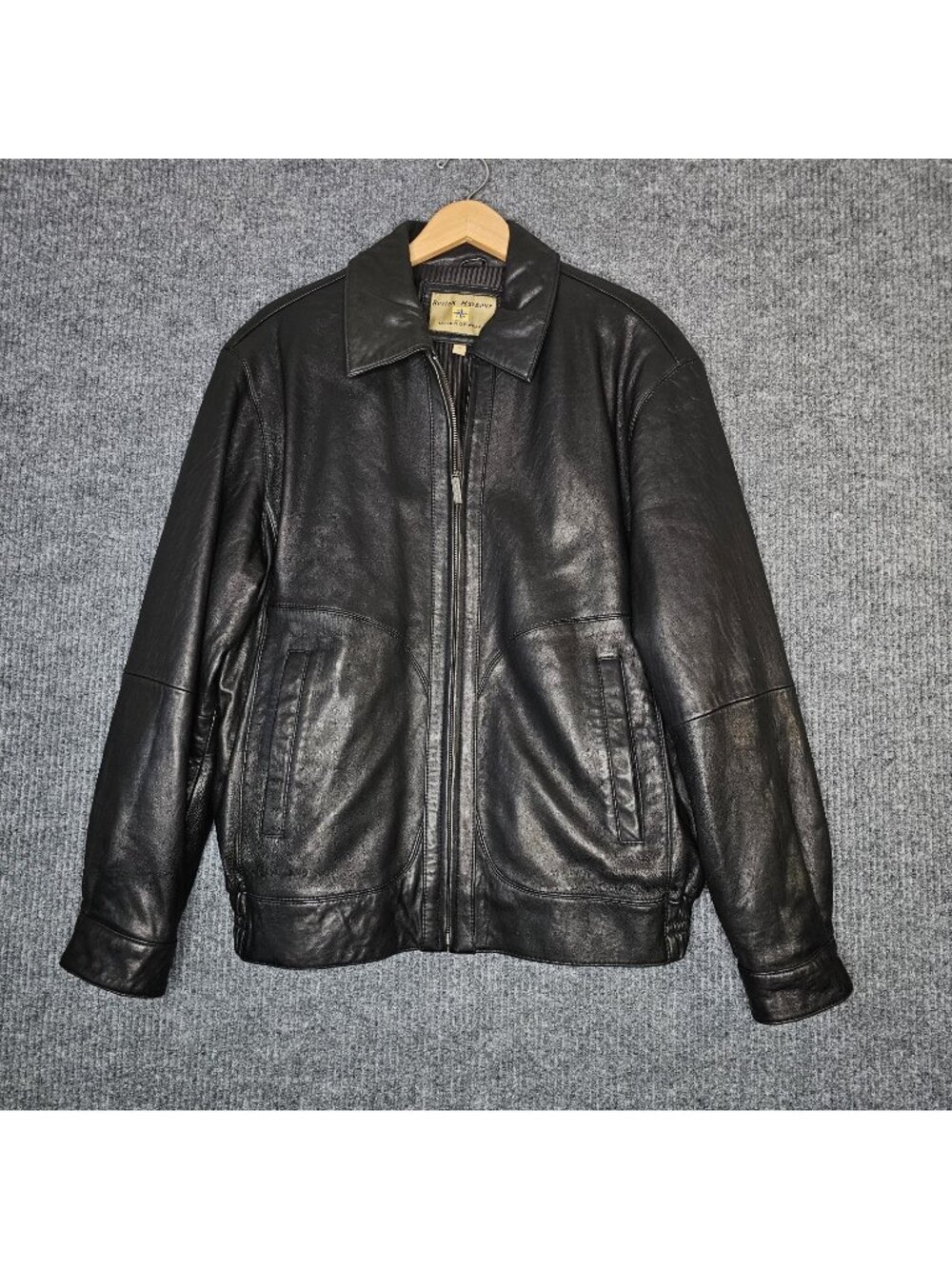 Boston Harbour Vintage Y2K Leather Bomber Jacket M Black Rugged Aviator Mens